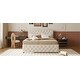 preview thumbnail 1 of 30, Chic Upholstered Platform Bed with Twin Trundle and USB Ports for Comfortable Sleep