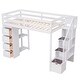 preview thumbnail 10 of 9, Twin size Loft Bed with Storage Drawers, Kid's Bed with Stairs, Pine Wooden Bed Frame with Shelves for Bedroom, White