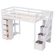 preview thumbnail 10 of 31, Wooden Twin size Loft Bed with Storage Drawers, Stairs and Shelves