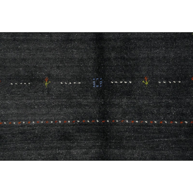 Hand Knotted Oriental 100% Wool Carpet Tribal Animal Pictorial Greys & Charcoal Gabbeh Area Rug - 7' 11'' X 4' 11''
