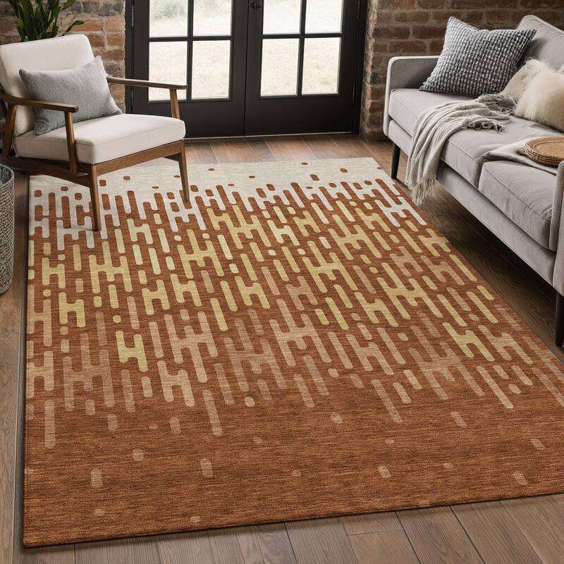 Machine Washable Indoor/ Outdoor Modern Kingman Chantille Rug