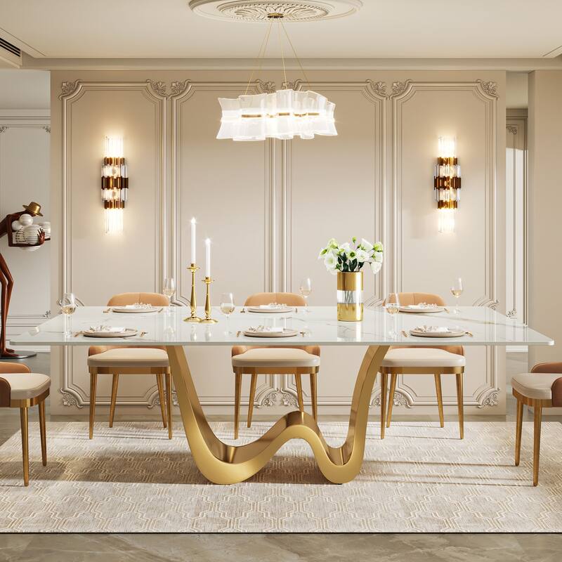 Modern Large Sintered Stone Kitchen Dining Table for 6-8