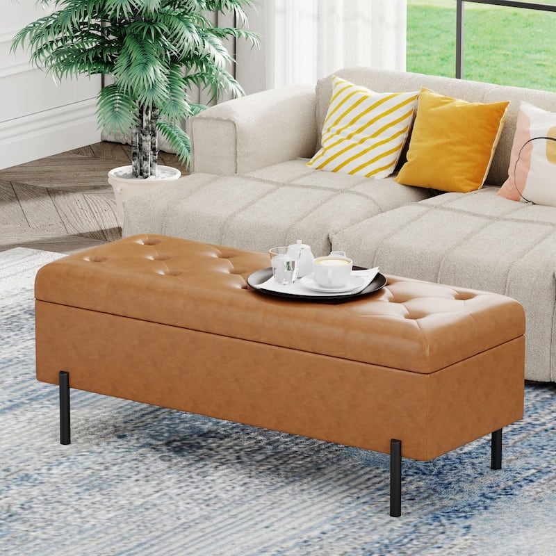 Andeworld End Of Bed Storage Bench,ottoman with storage for living room bedroom bench - Brown