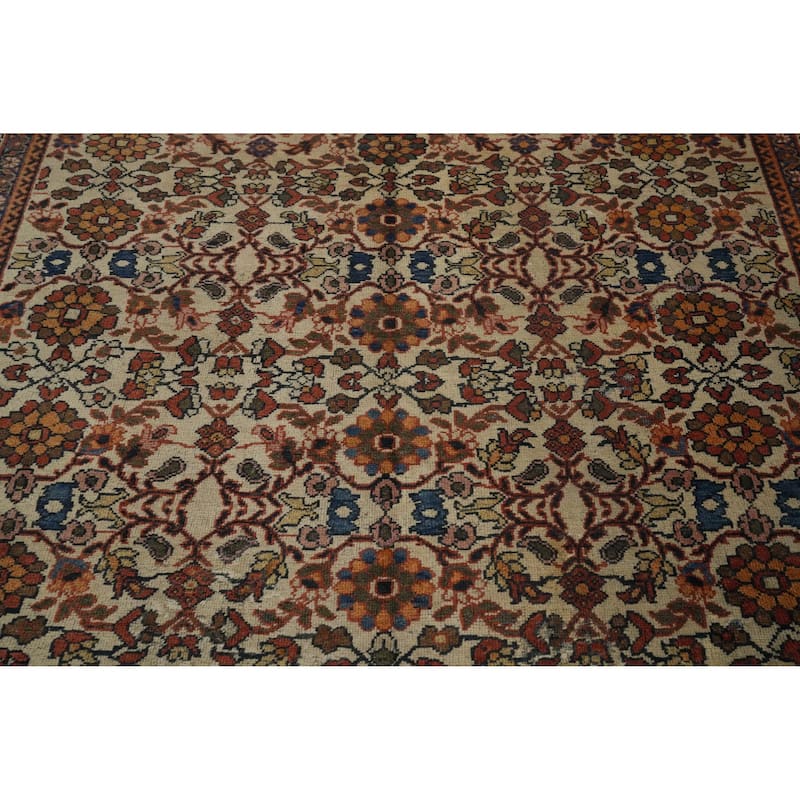 Hand Knotted Oriental 100% Wool Carpet Traditional All-Over Beige & Ivories Mahal Area Rug - 10' 8'' X 9' 0''