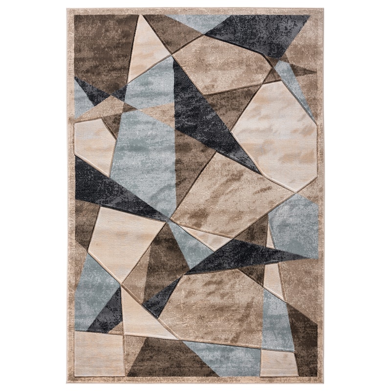 Orelsi Collection Abstract Area Rug - 6'9'' X 9'6'' - Brown/Light Blue