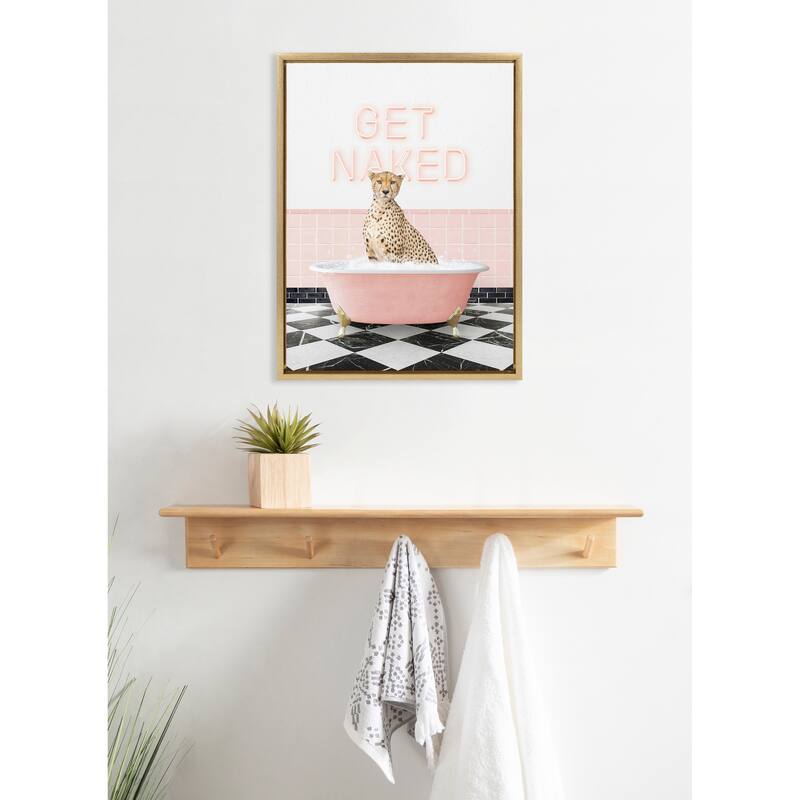 Kate and Laurel Sylvie Cheetah Get Naked Framed Canvas by Amy Peterson