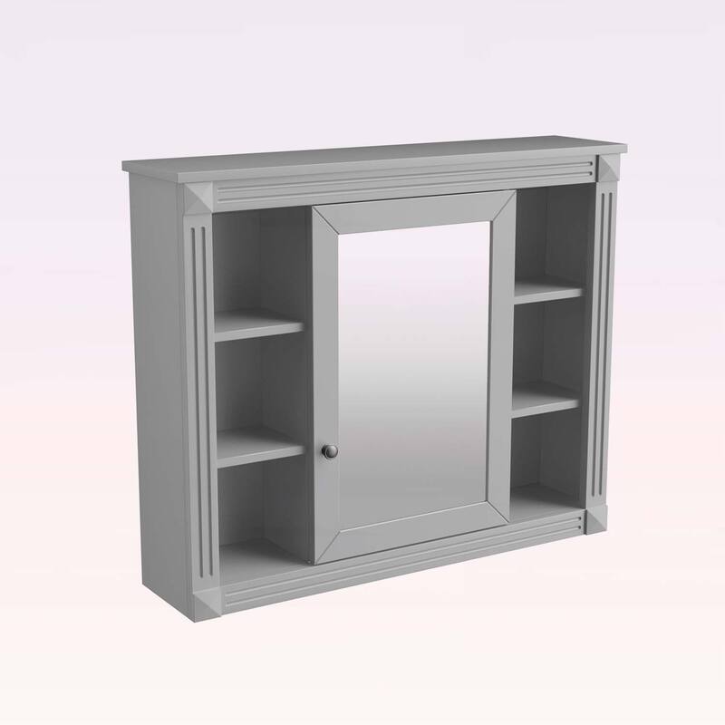 Functional Design Wall Mounted Bathroom Storage Cabinet with Mirror,6 Open Shelves,for Enhanced Organization