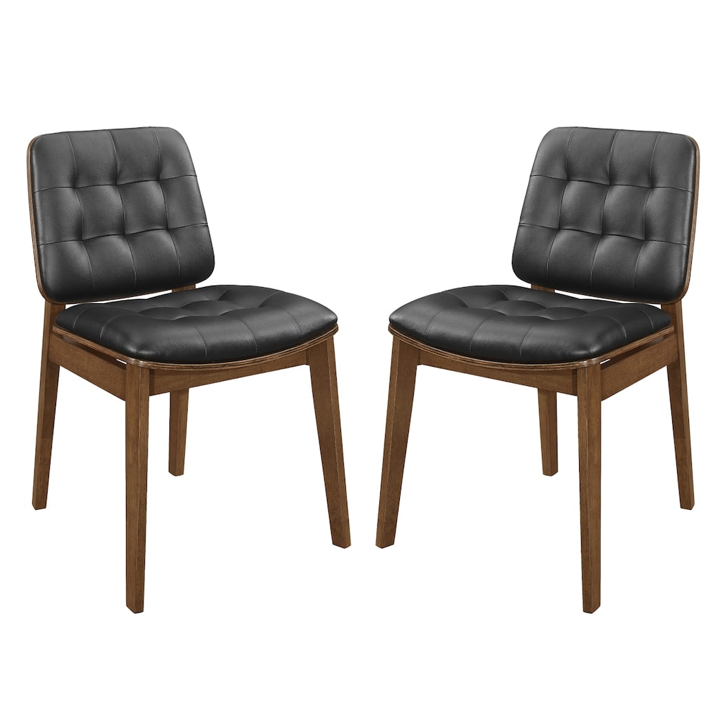 Set of 2 Side Chairs in Natural Walnut and Black