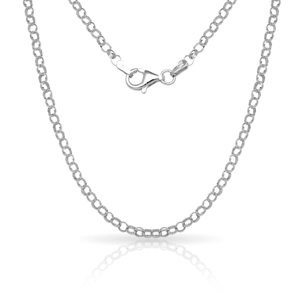 Sterling Silver Italian 3mm Rolo Chain Necklace (16'-30") - White