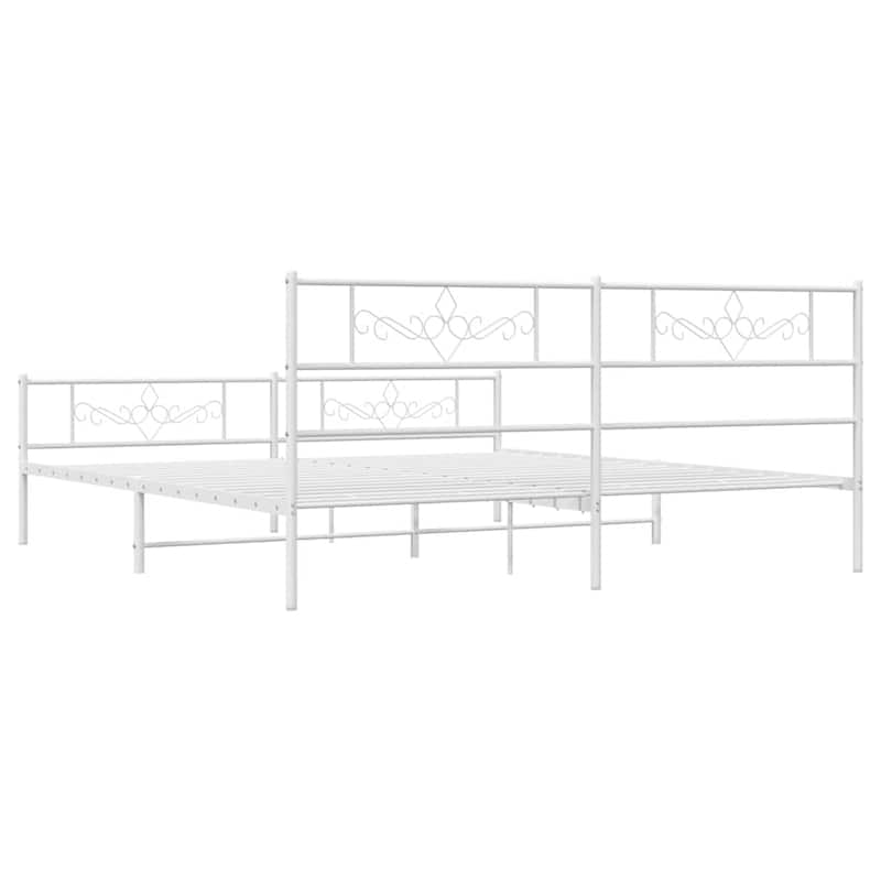 vidaXL 12 Inches White King Size Metal Bed Frame No Mattress - 81.5" x 78" x 35.4"