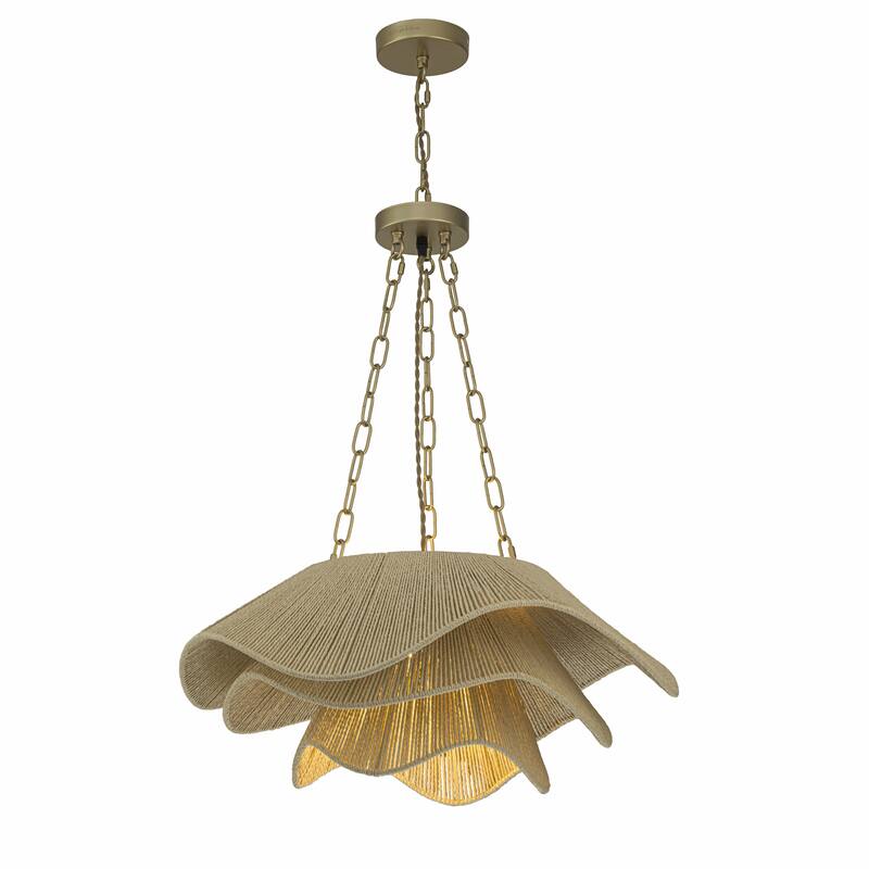 Alana 1-Light Rattan Tiered Pendant, Coastal Boho - Handwoven - 23" Wide