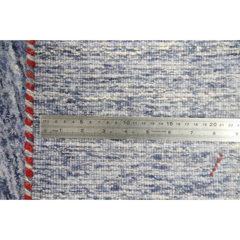 Hand Knotted Oriental 100% Wool Carpet Tribal Animal Pictorial Navy Blue & Blues Gabbeh Area Rug - 9' 10'' X 9' 9''