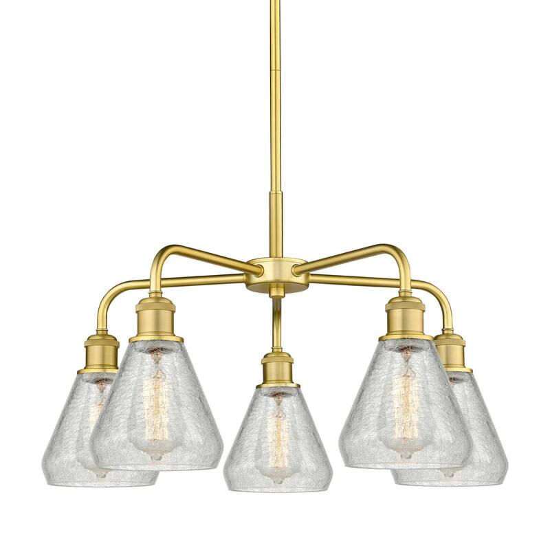 Innovations Lighting 516-5CR-15-24 Conesus Chandelier Conesus 5 Light - Satin Gold / Clear Crackle