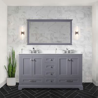 Dukes 48 in. W x 22 in. D White Single Bath Vanity, Cultured Marble Top, Faucet Set, and 46 in. Mirror