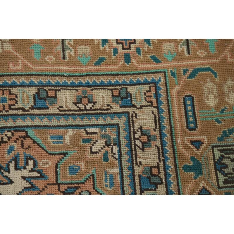 Geometric Tabriz Vintage Persian Area Rug Handmade Wool Carpet - 9'11" x 12'7"