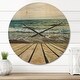 preview thumbnail 8 of 8, Designart 'Wooden Pier in Waving Sea' Oversized Coastal Wall CLock