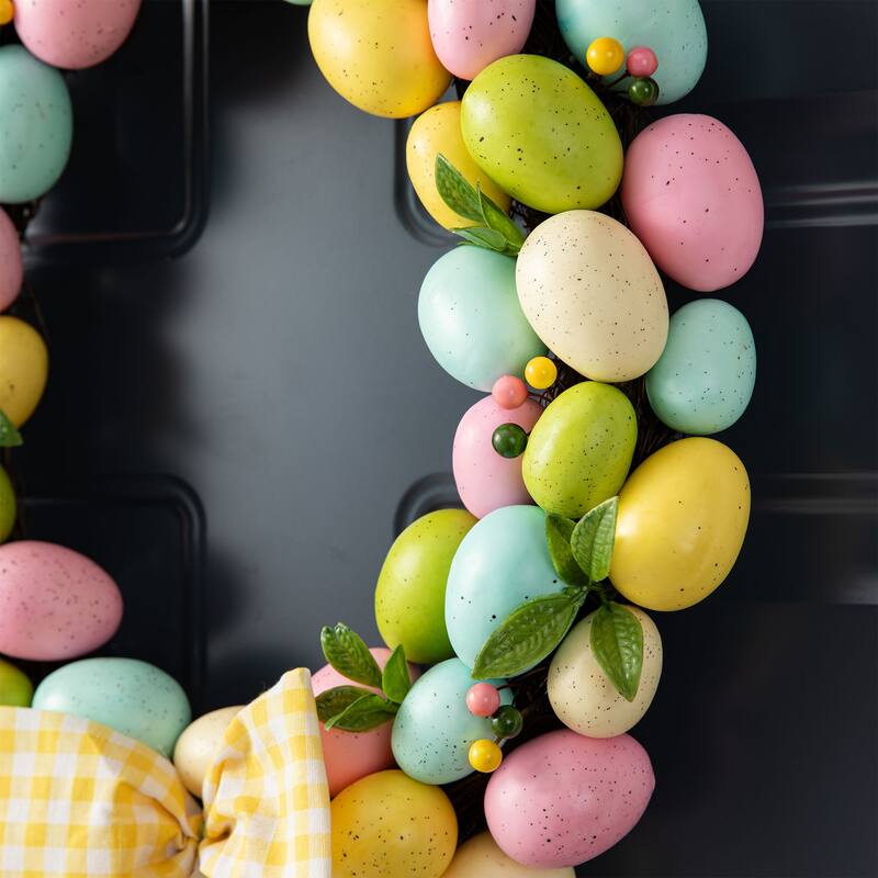 Glitzhome 18"D Easter Purple Hue Eggs Wreath for Front Door Wall Decor