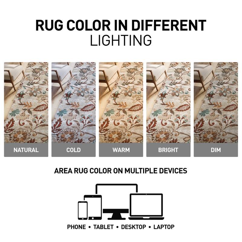 World Rug Gallery Contemporary Vine Floral Area Rug