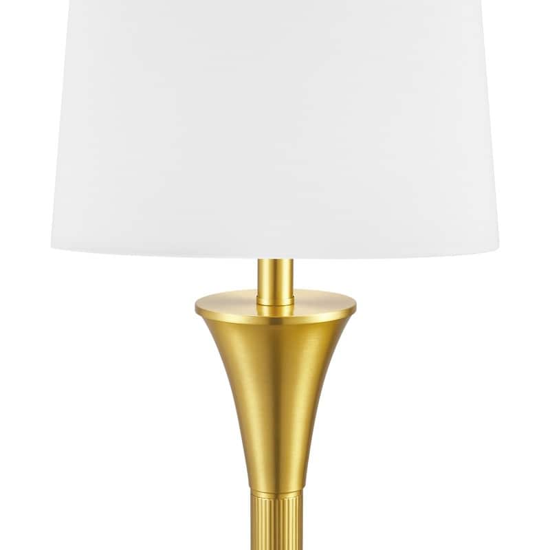KAWOTI 66" Traditional Floor Lamp with White Linen Drum Shade