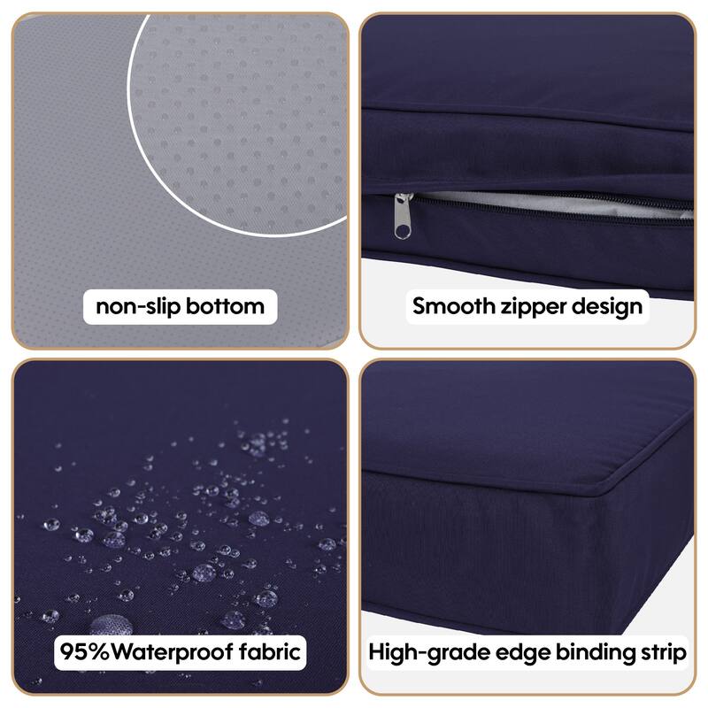 Polyester 14-Piece Outdoor Rattan Cushion Covers Set with Zipper - 25.6L x 25.6W x 3.9H inch