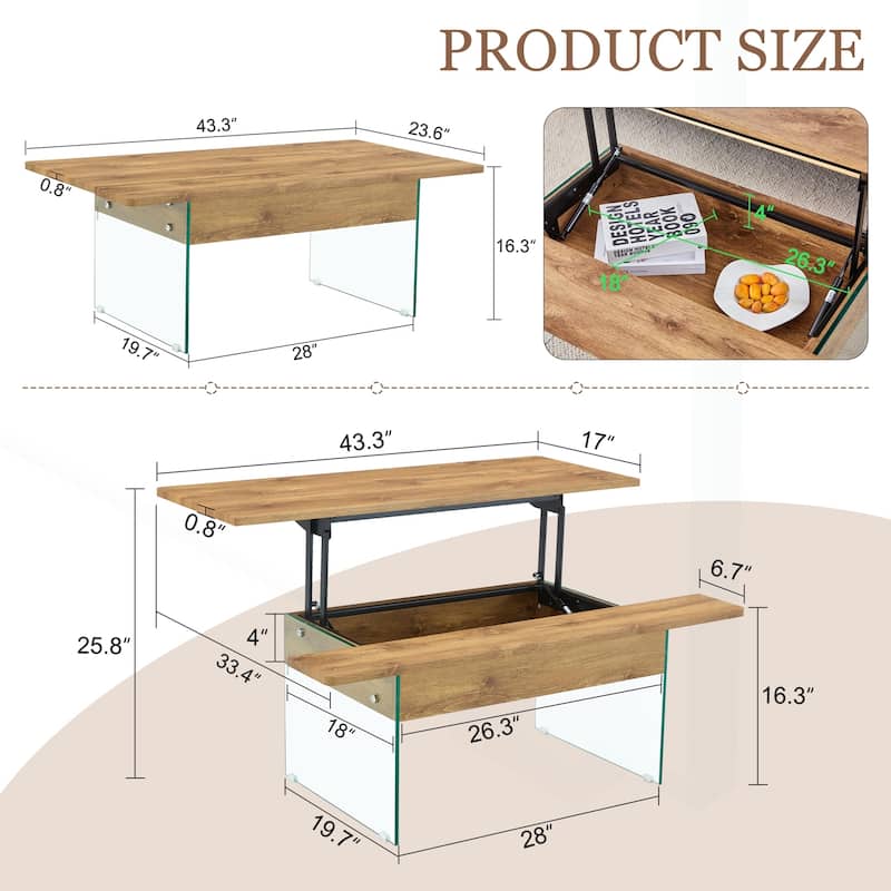 Versatile Lifting Coffee Table with Storage and Multiple Options