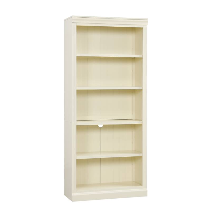 83" Tall 5-Tier Wood Bookcase Classic Solid Color Bookshelf with Adjustable Shelves, LED Light Bar, Open Display Storage Cabinet