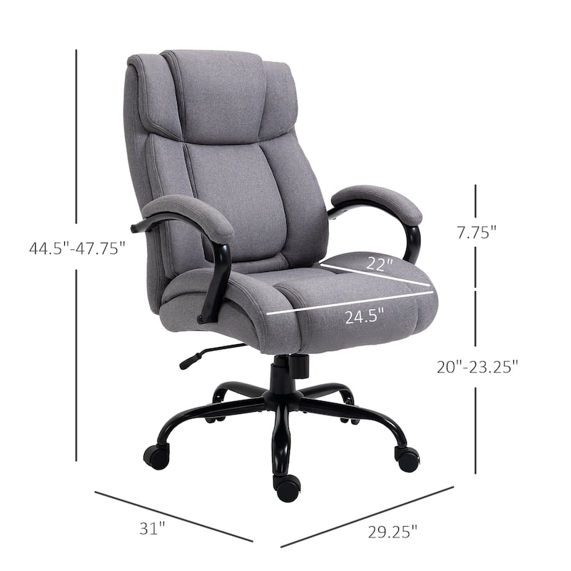 Vinsetto Big and Tall Executive Office Chair High Back Computer Desk Chair Ergonomic Swivel Chair with Linen Fabric