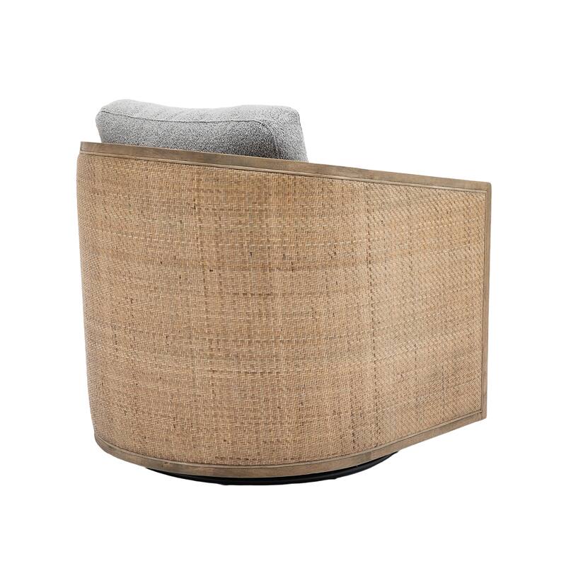 Modern 360 Degree Swivel Club Barrel Chair, Comfy Round Upholstered Accent Sofa Chair, Living Room Leisure Arm Chair