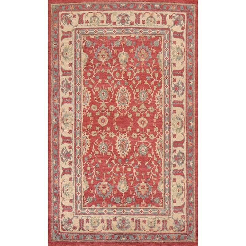 Vegetable Dye Nepalese Oriental Area Rug Hand-knotted Wool Carpet - 6'1" x 9'4"