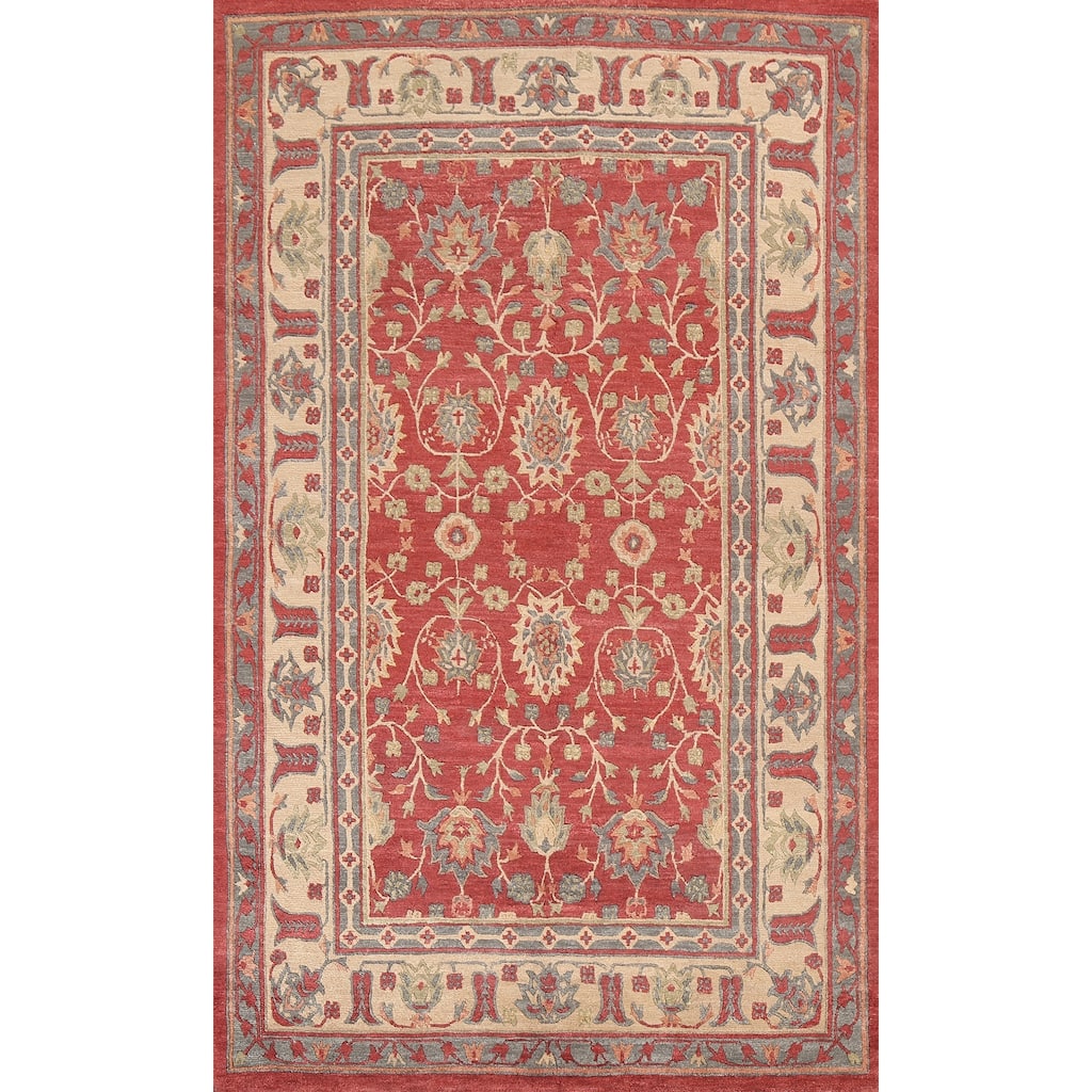 Vegetable Dye Nepalese Oriental Area Rug Hand-knotted Wool Carpet - 6'1" x 9'4"