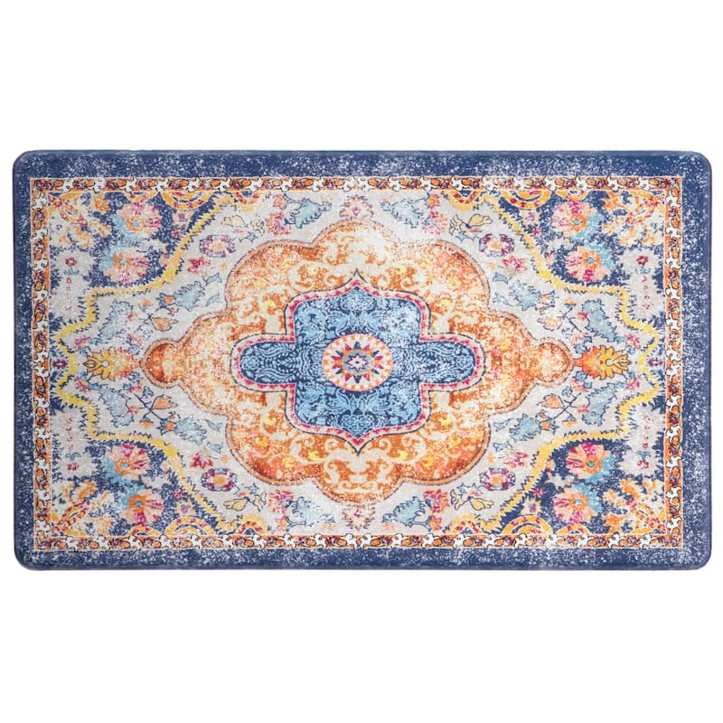 World Rug Gallery Distressed Bohemian Vintage Anti-fatigue Standing Mat