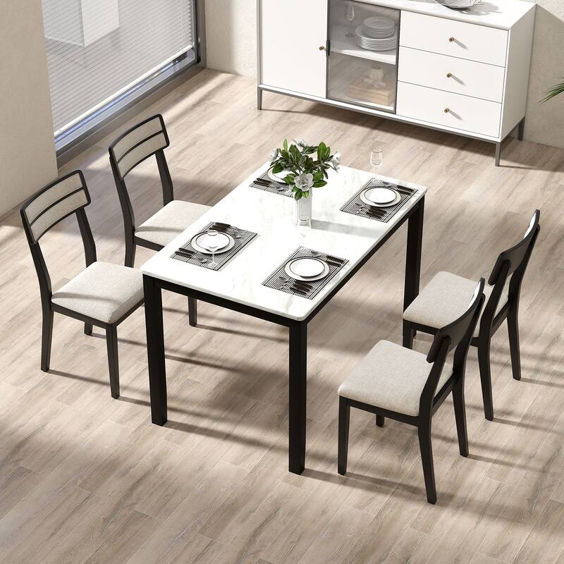 Gymax Modern Dining Chairs Set of 2 w/Tilt Backrest Rubber Wood Legs