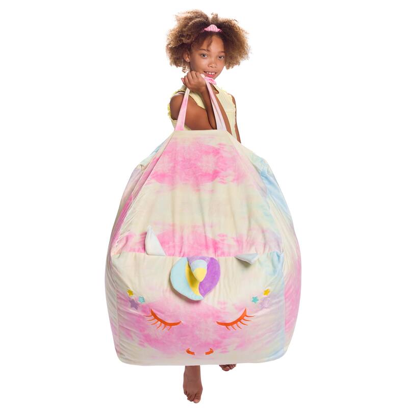 Stuffed Animal Storage Bean Bag Chair Cover only for Kids, Toy Holder