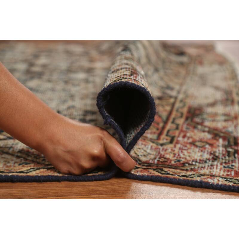 Hand Knotted Oriental 100% Wool Carpet Traditional Geometric Black Mahal Area Rug - 6' 6'' X 4' 1''