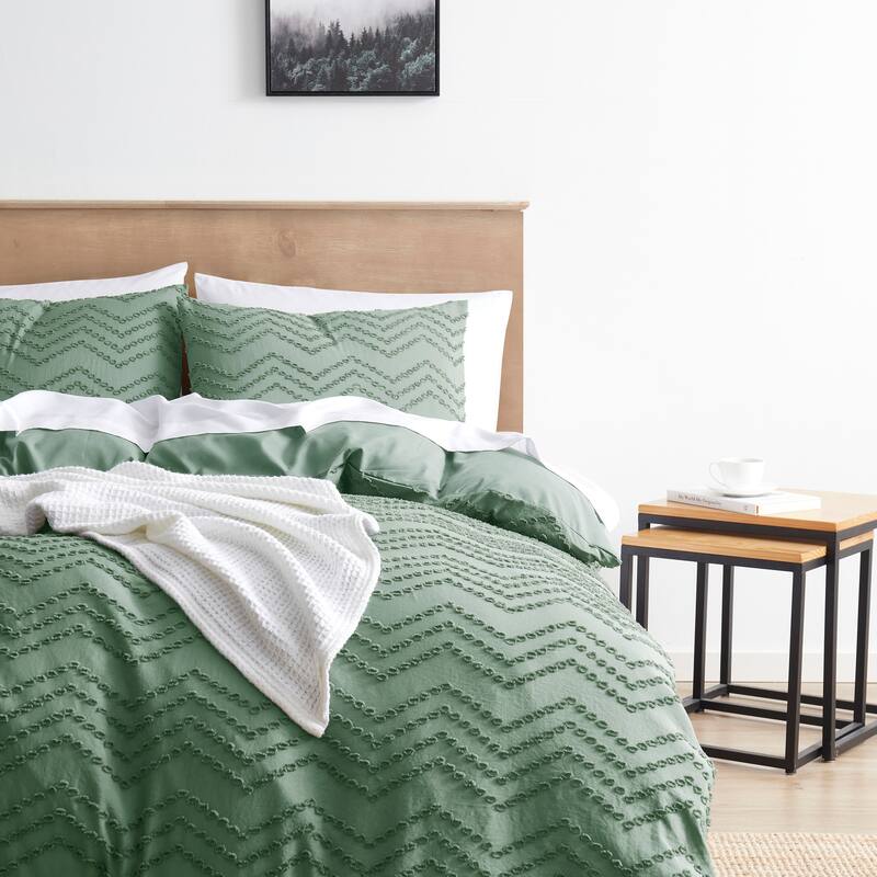 Nestl Boho Tufted Embroidery Double Brushed Duvet Cover with Button Closure
