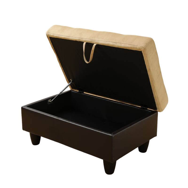 KISRAIS 34" Wide Upholstered Storage Ottoman