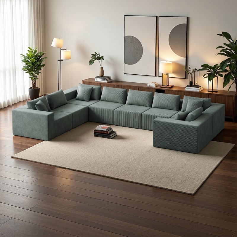 188" Corduroy Modular L-Shaped Sectional Sofa with 8-Piece Free Combination, No Assembly Required