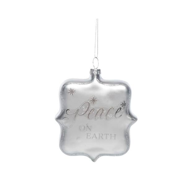 Scripts Ornament Transpac Glass 4.5 in. Silver Holiday Script Ornament - Bed Bath ...