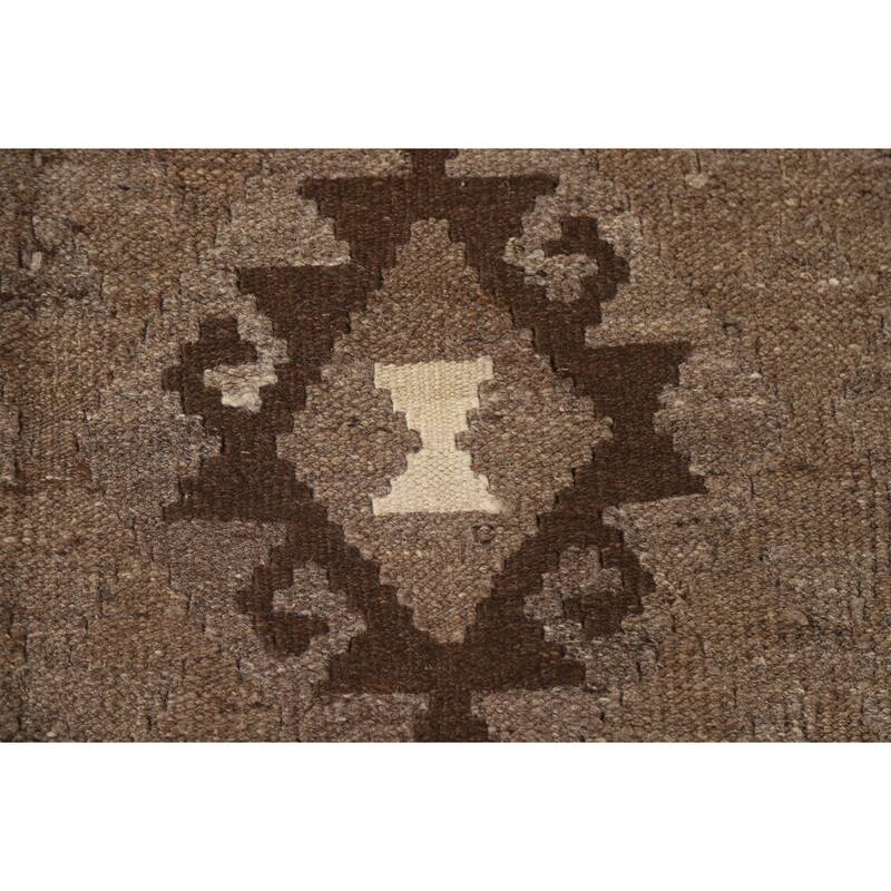 Hand Woven Oriental 100% Wool Carpet Southwestern Geometric Brown Kilim Area Rug - 6' 5'' X 5' 2''