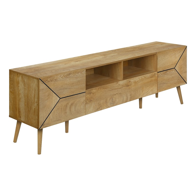 Tv Stand, 72 Inch, Console, Media Entertainment Center, Storage Drawer, Walnut Laminate, Mid Century, Modern