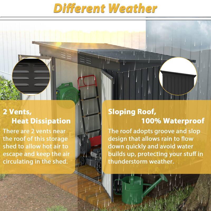 All Weather Metal Sheds 10X8 FT Outdoor Storage Shed Lockable