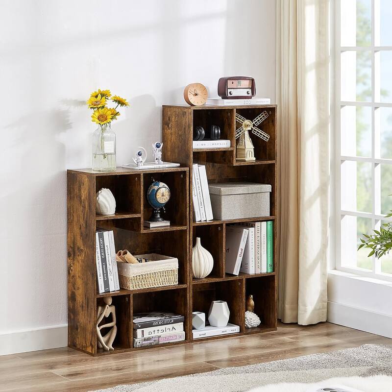VECELO Wide Wood Organizer Bookcase Sets