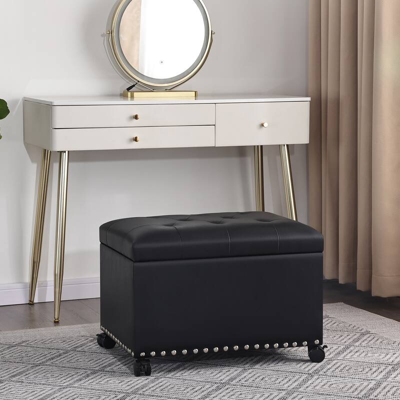 Adeco High End Classy Tufted Storage Ottoman Bench Footstool