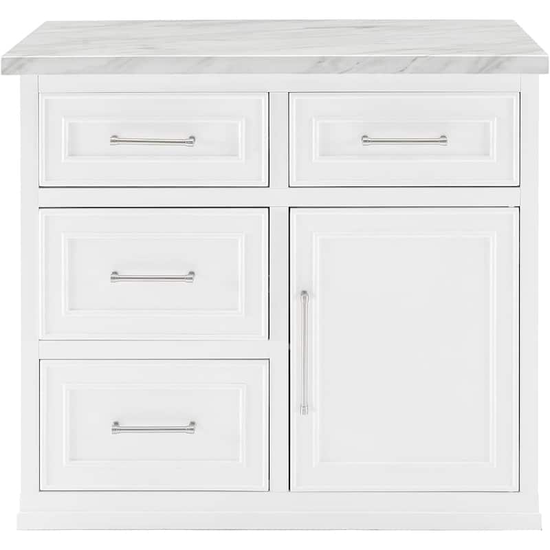 Kitchen Island with Storage & Marble Top - Rolling Cart for Dining & Prep