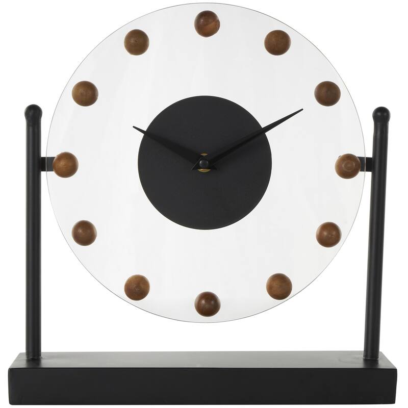 Metal Acrylic Face Clock with Wood Ball Accents - Gold or Black - Roche River Decor - Black