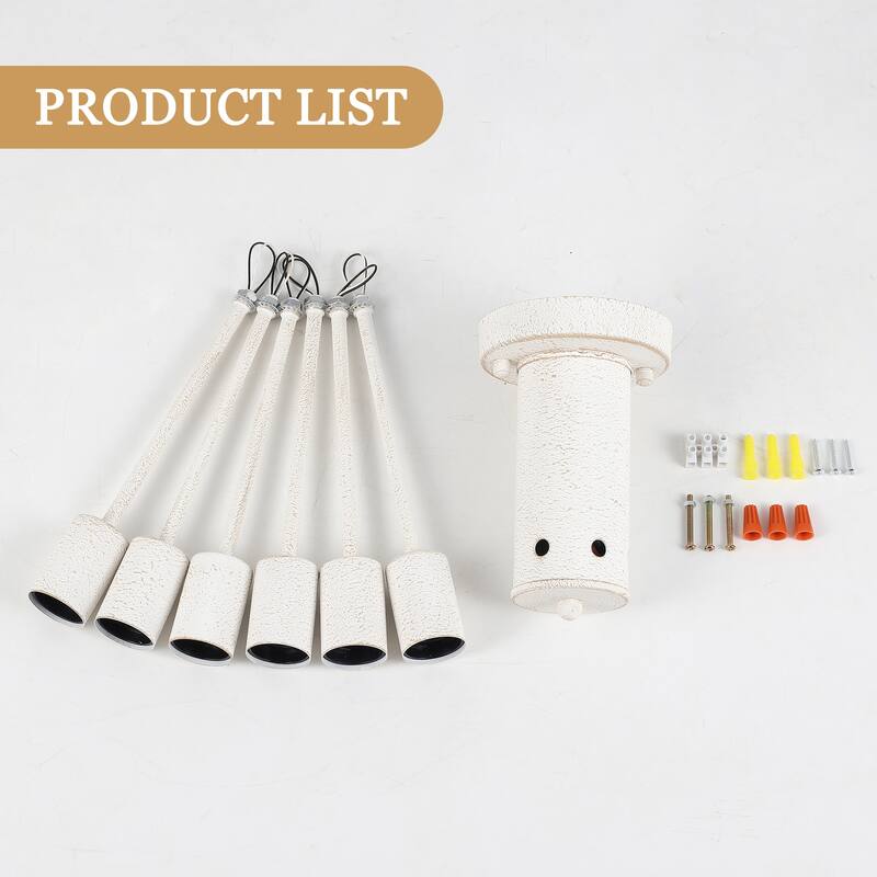 6-Light Modern Industrial Sputnik Semi-Flush Mount Ceiling Light - N/A