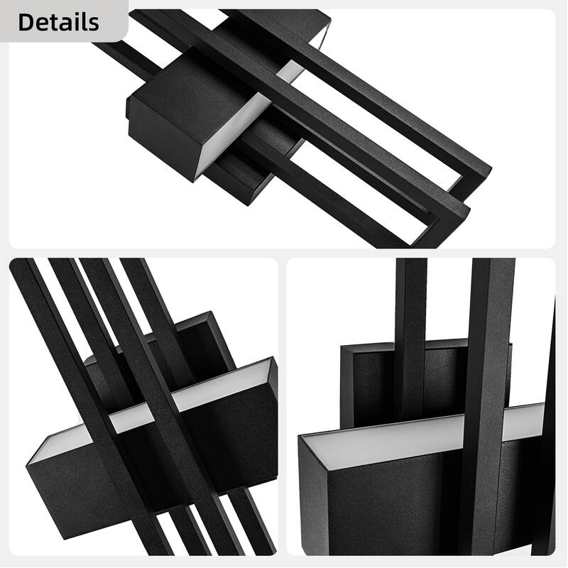 18 in. Sand Black 2x10W Integrated LED Outdoor Wall Lantern Sconce - Dimmable, 3000K, Wet Rated, Contemporary