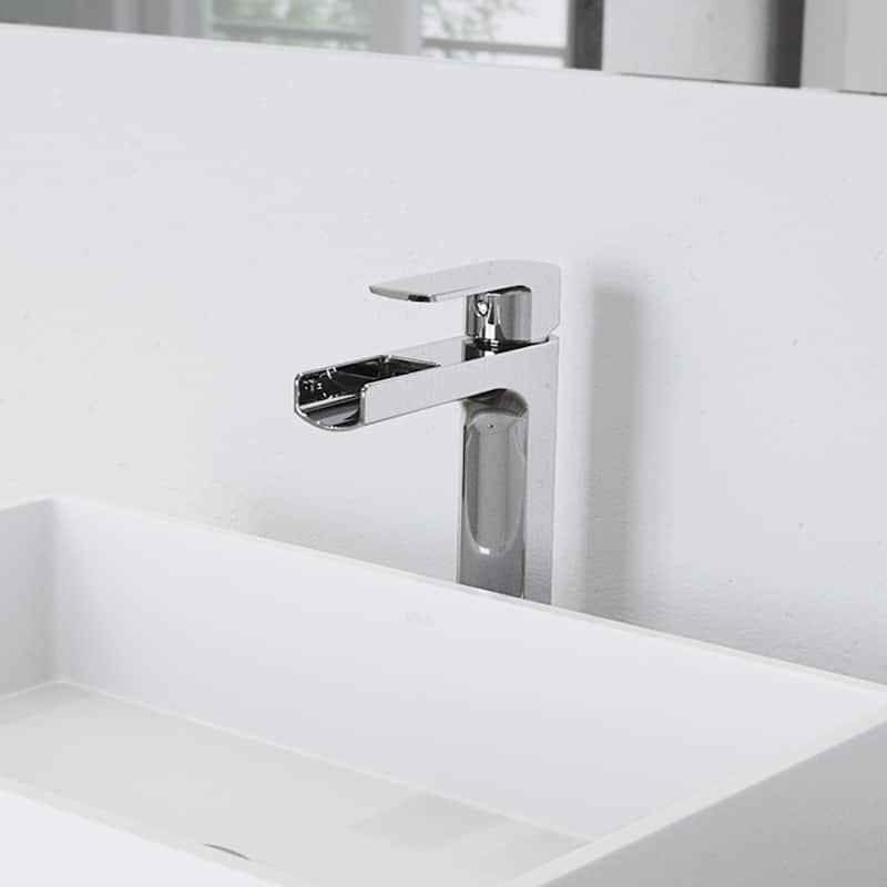 VIGO Amada 10" H Single Handle Single Hole Bathroom Vessel Faucet - 5.38"L x 1.88"W x 10.375"H - Chrome