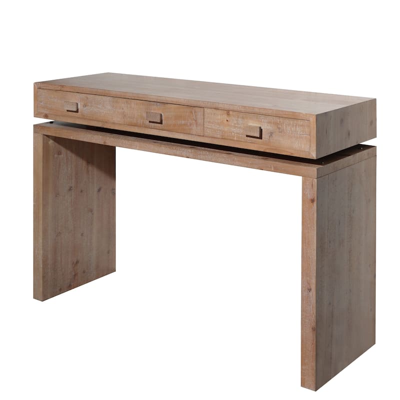 47" Floating Console Table with 3 Drawers, Wood Finish