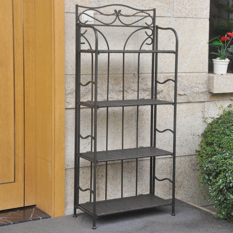 Valencia 4-tier Folding Bakers Rack - Antique Black